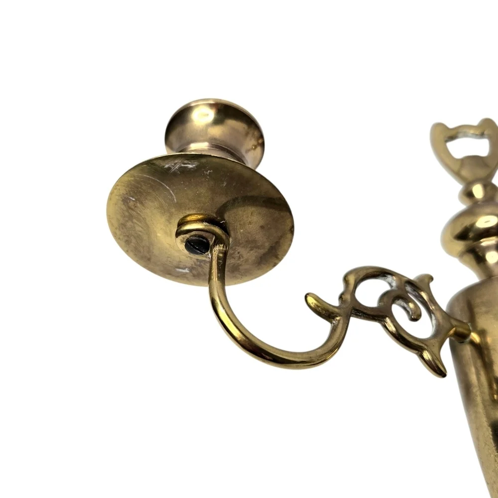 Solid Brass Double Arm Candle Wall Sconces, Set Of 2.